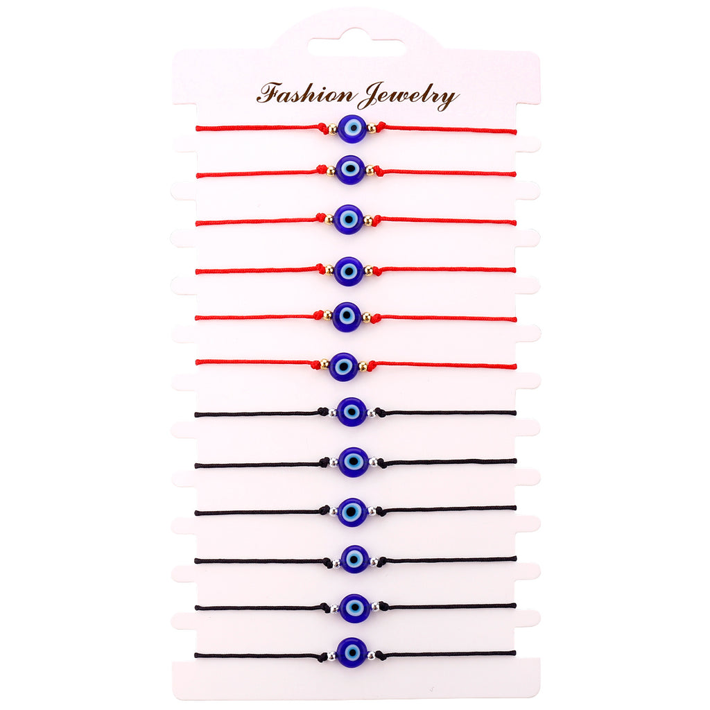 Evil eye string bracelet with blue glass bead on a woven cord – photo 14