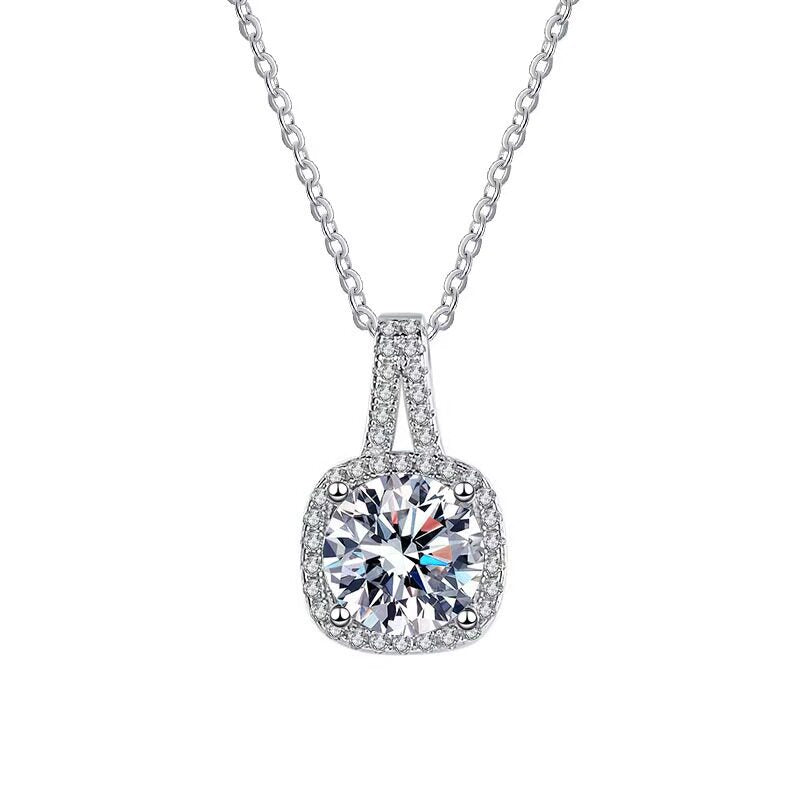 Square halo pendant necklace in silver-tone – photo 3