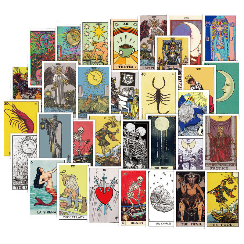 Vintage tarot card sticker pack, 60 pieces