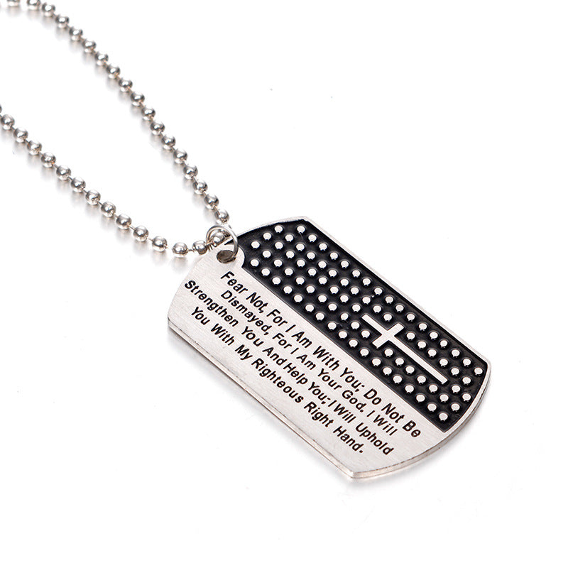 Isaiah 41:10 cross dog tag necklace – photo 2