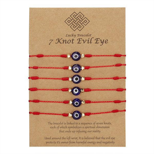 7-knot evil eye bracelet on a braided cord