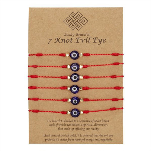 7-knot evil eye bracelet on a braided cord