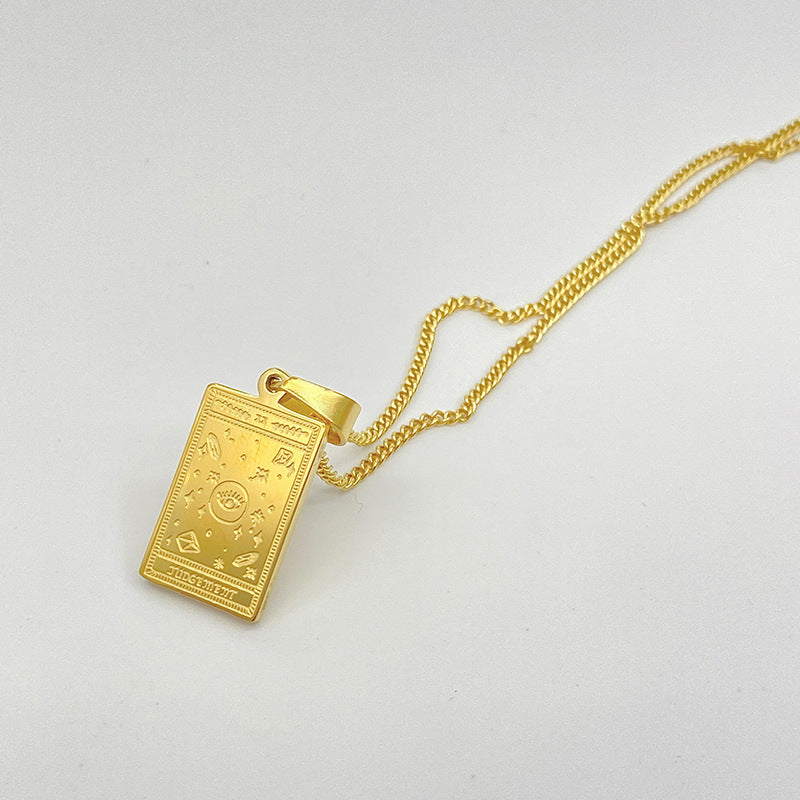 Gold-tone engraved tarot card pendant necklace – photo 11