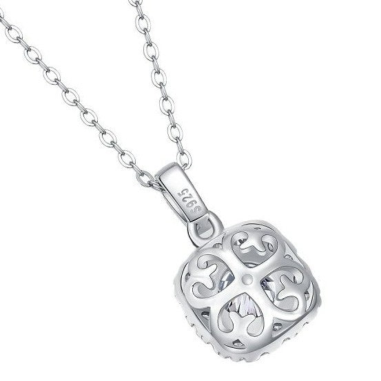 Cushion halo solitaire pendant necklace in silver-tone – photo 2