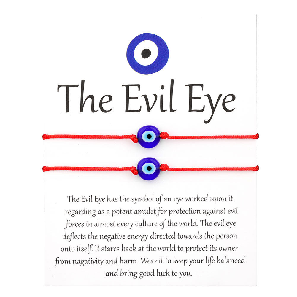 Evil eye string bracelet with blue glass bead on a woven cord – photo 3