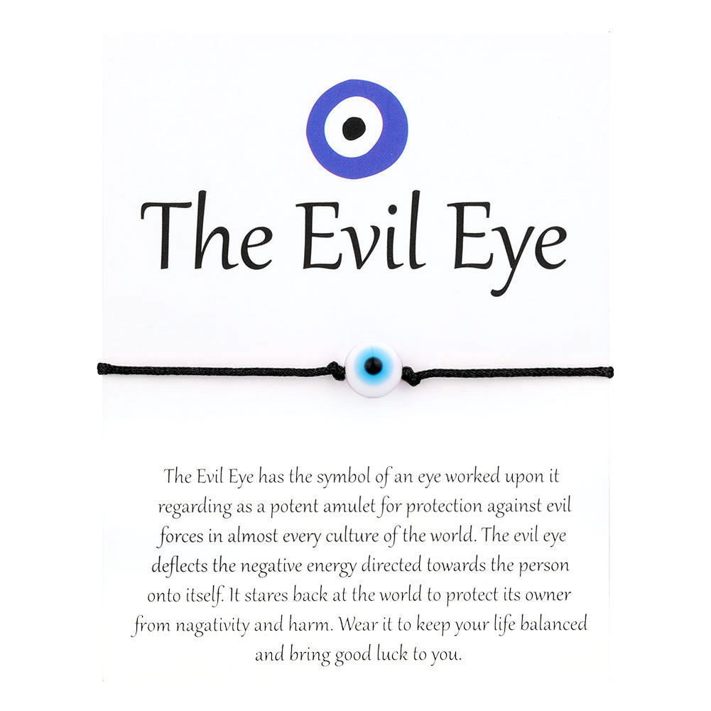 Evil eye string bracelet with blue glass bead on a woven cord – photo 7