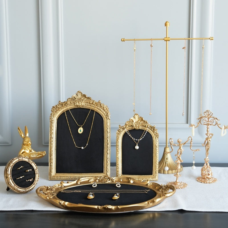 Black velvet necklace frames with gold-tone baroque trim – photo 2