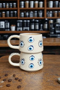 Handmade ceramic evil eye mug set of two – photo 3