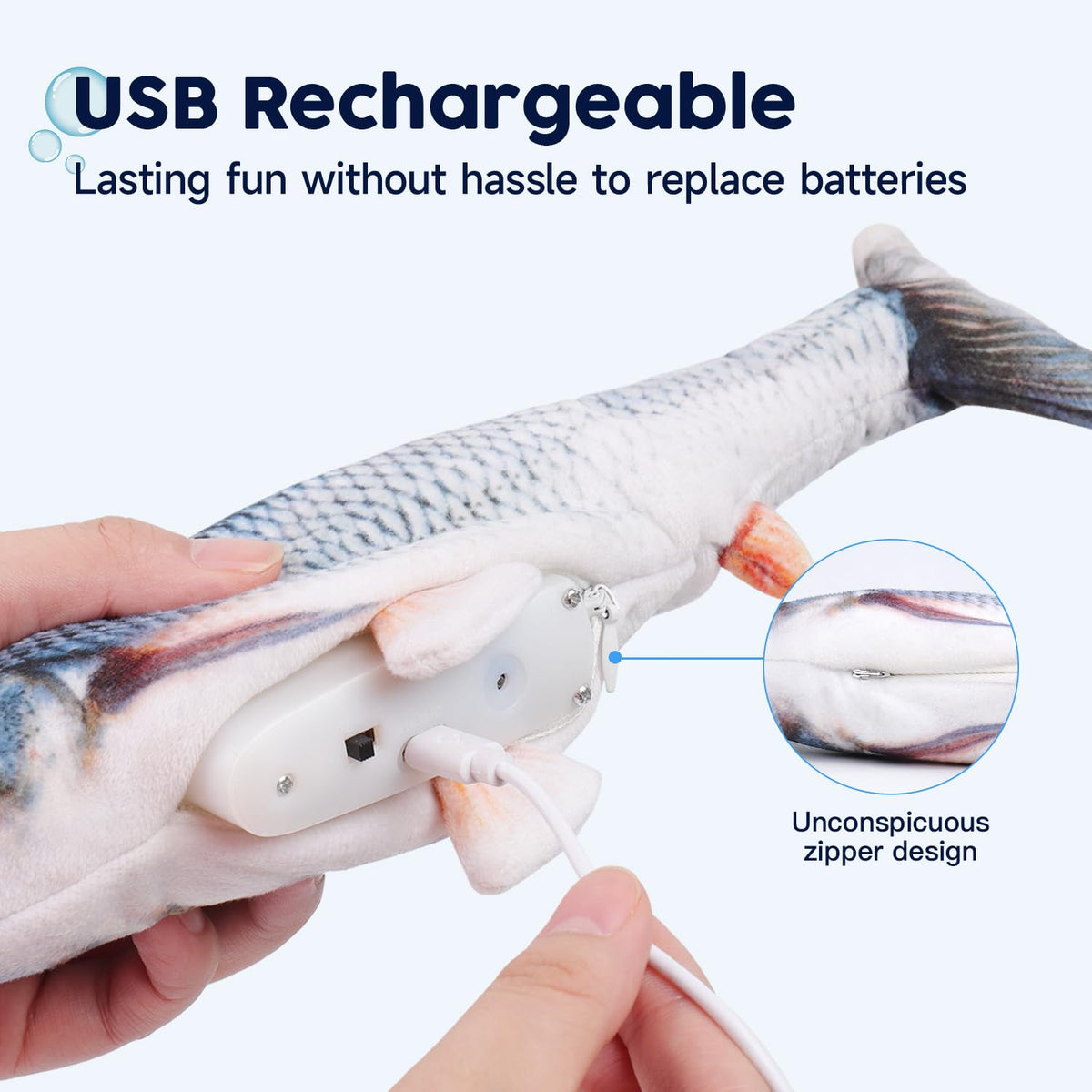 Flopping fish cat toy with USB cable and catnip – photo 4