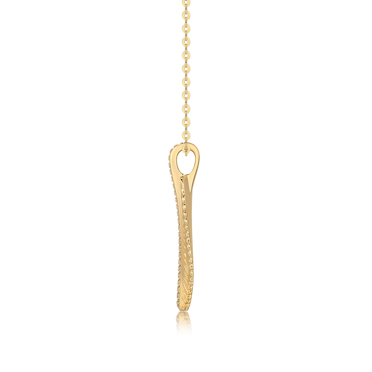 Gold-tone leaf pendant necklace with sparkling stones – photo 2