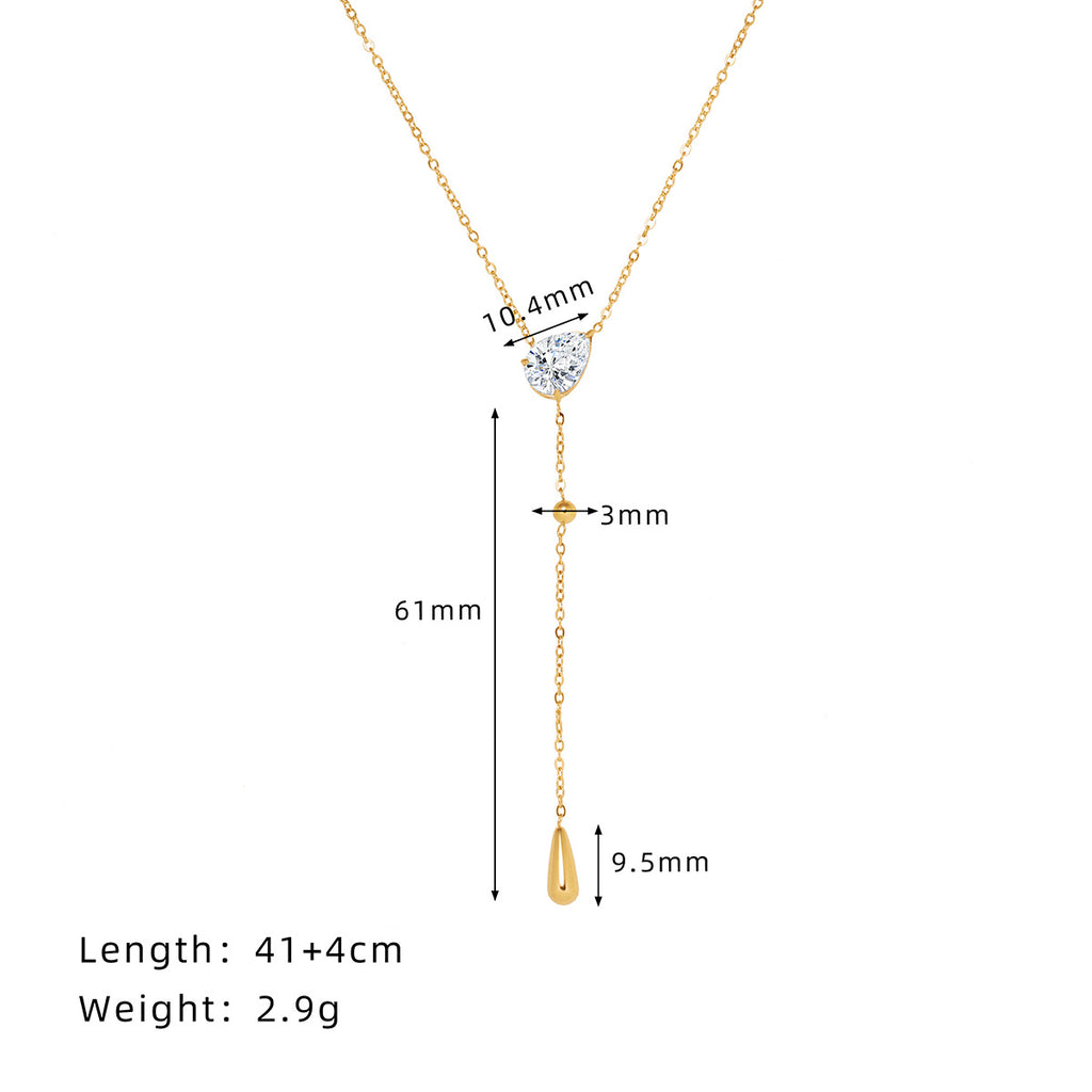 Dainty teardrop lariat necklace with sparkling pavé – photo 4