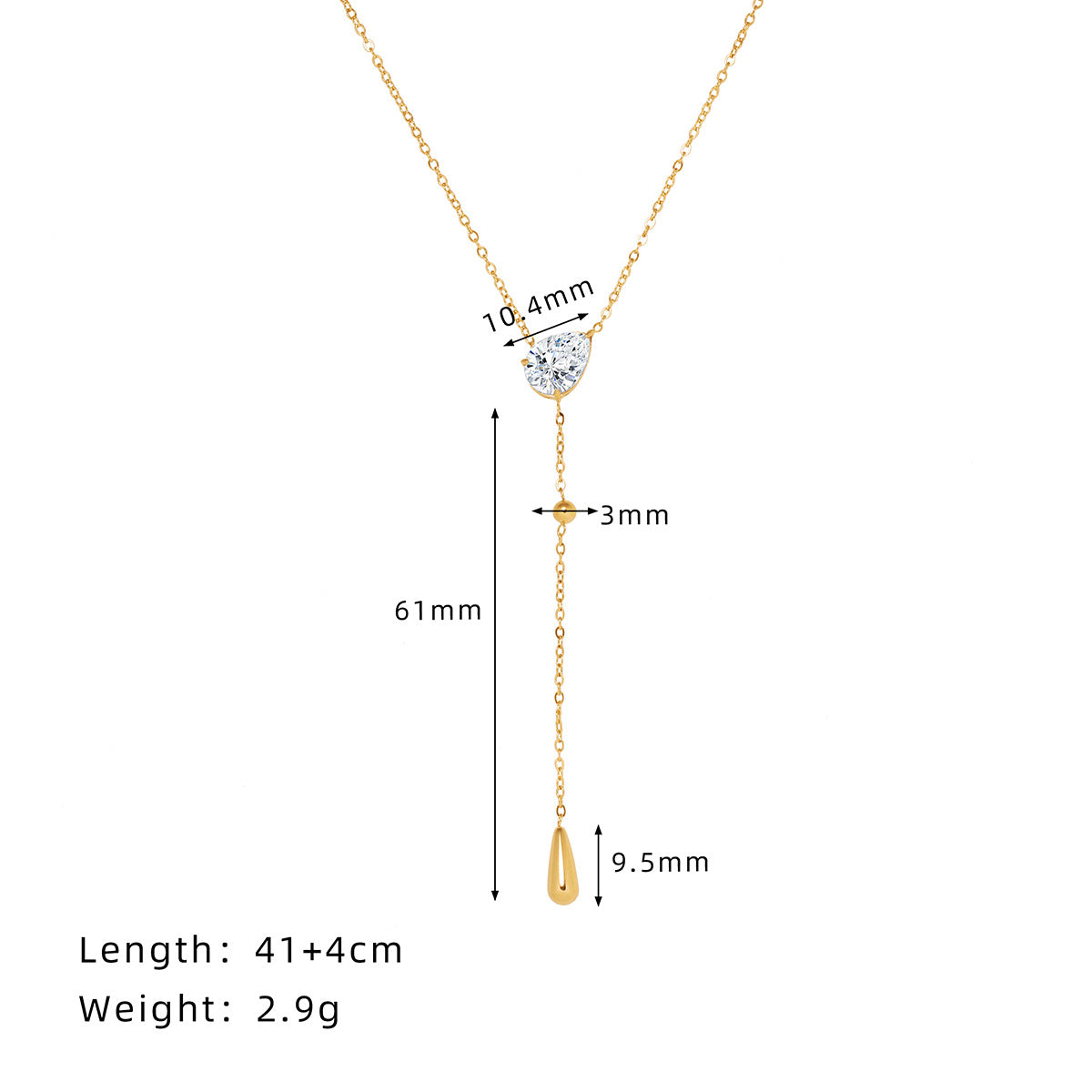 Dainty teardrop lariat necklace with sparkling pavé – photo 4