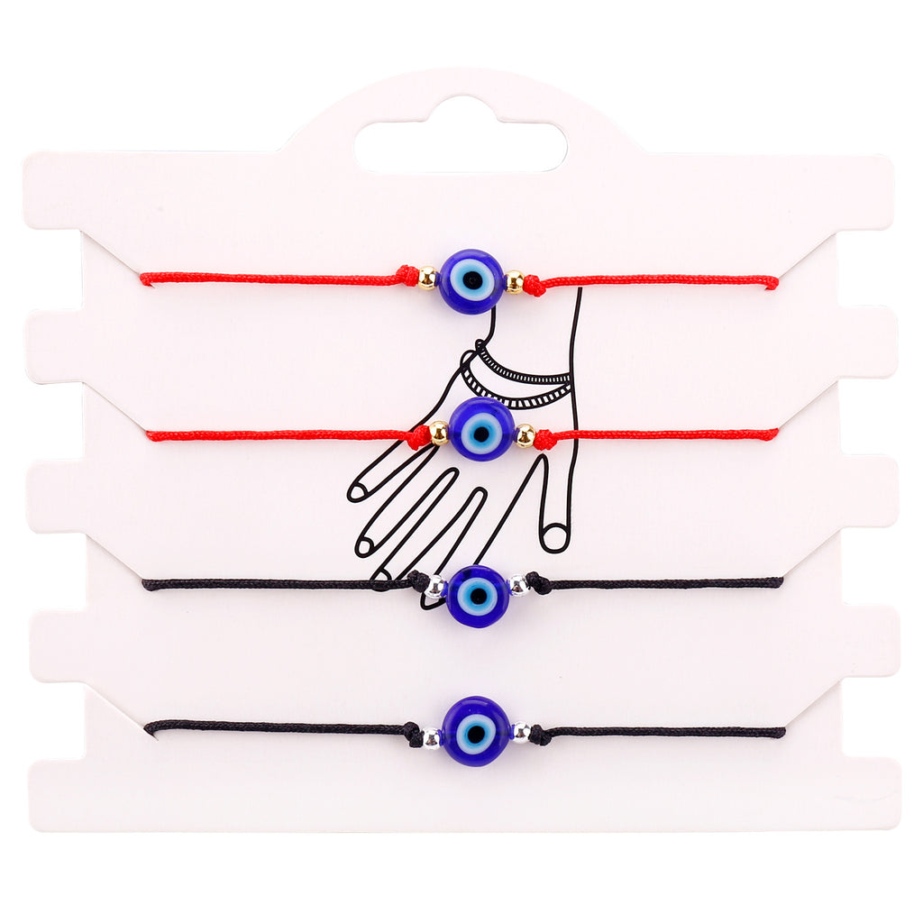 Evil eye string bracelet with blue glass bead on a woven cord – photo 18