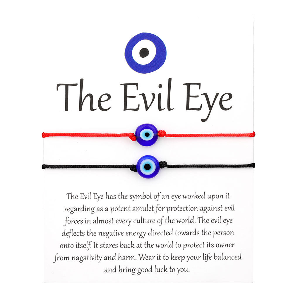 Evil eye string bracelet with blue glass bead on a woven cord – photo 8