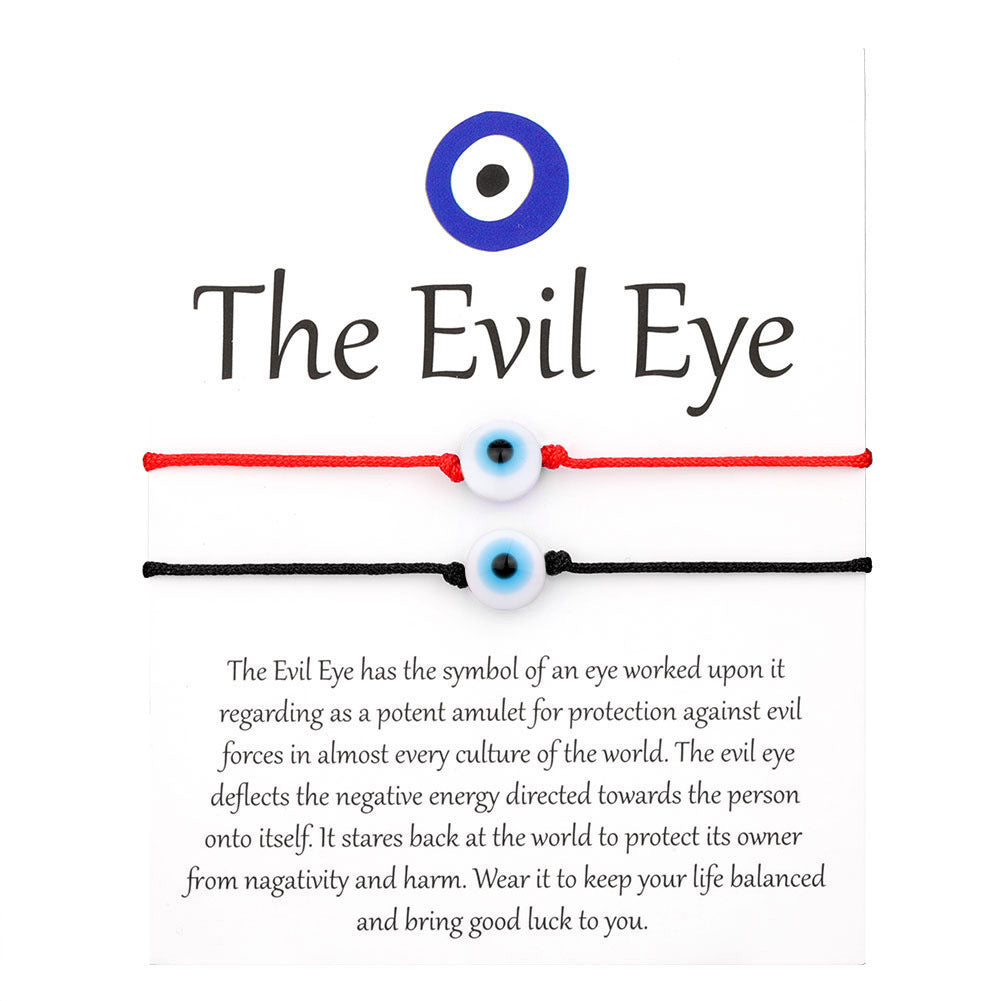 Evil eye string bracelet with blue glass bead on a woven cord – photo 6
