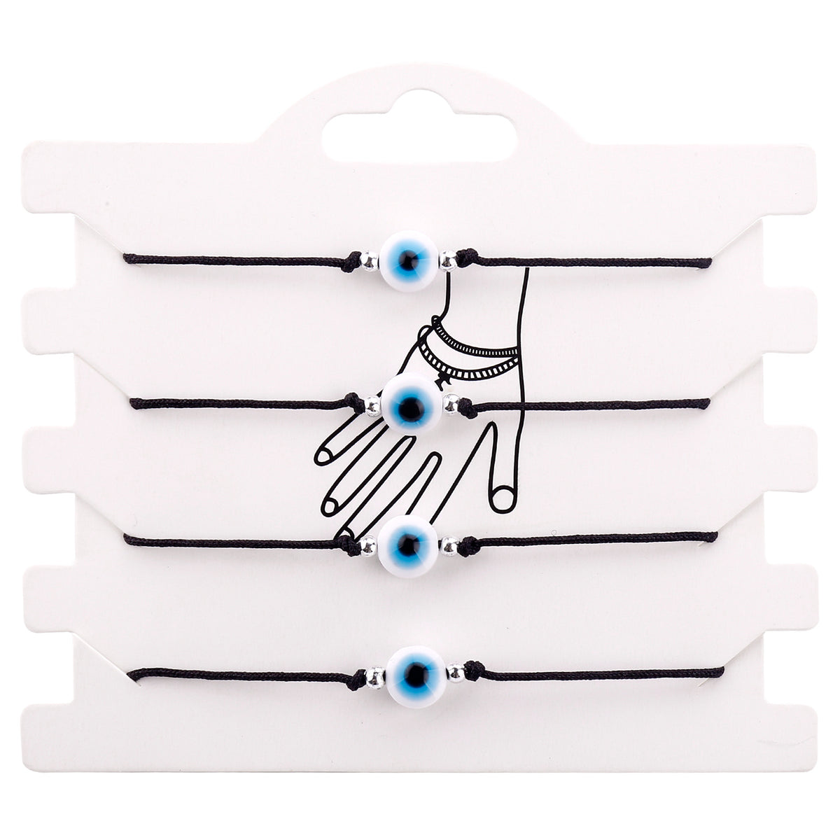 Evil eye string bracelet with blue glass bead on a woven cord – photo 15