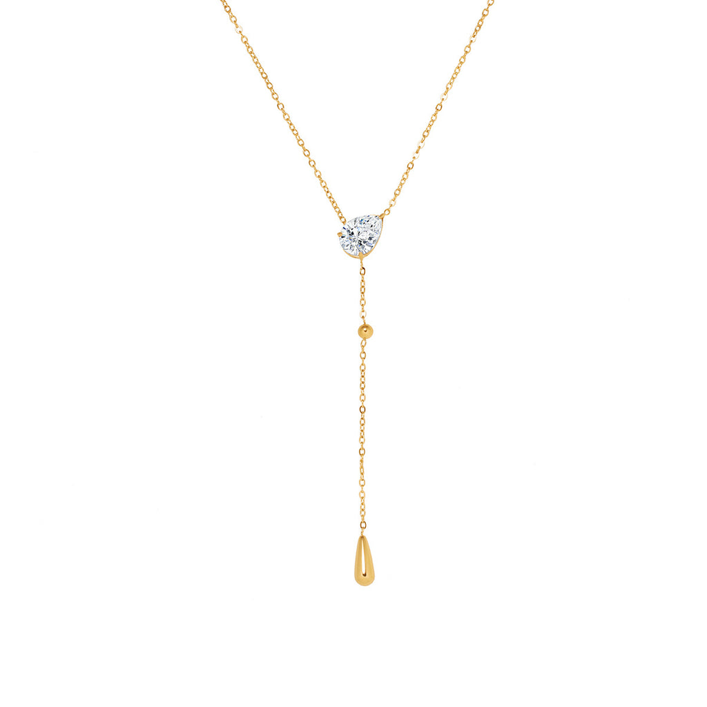 Dainty teardrop lariat necklace with sparkling pavé – photo 6