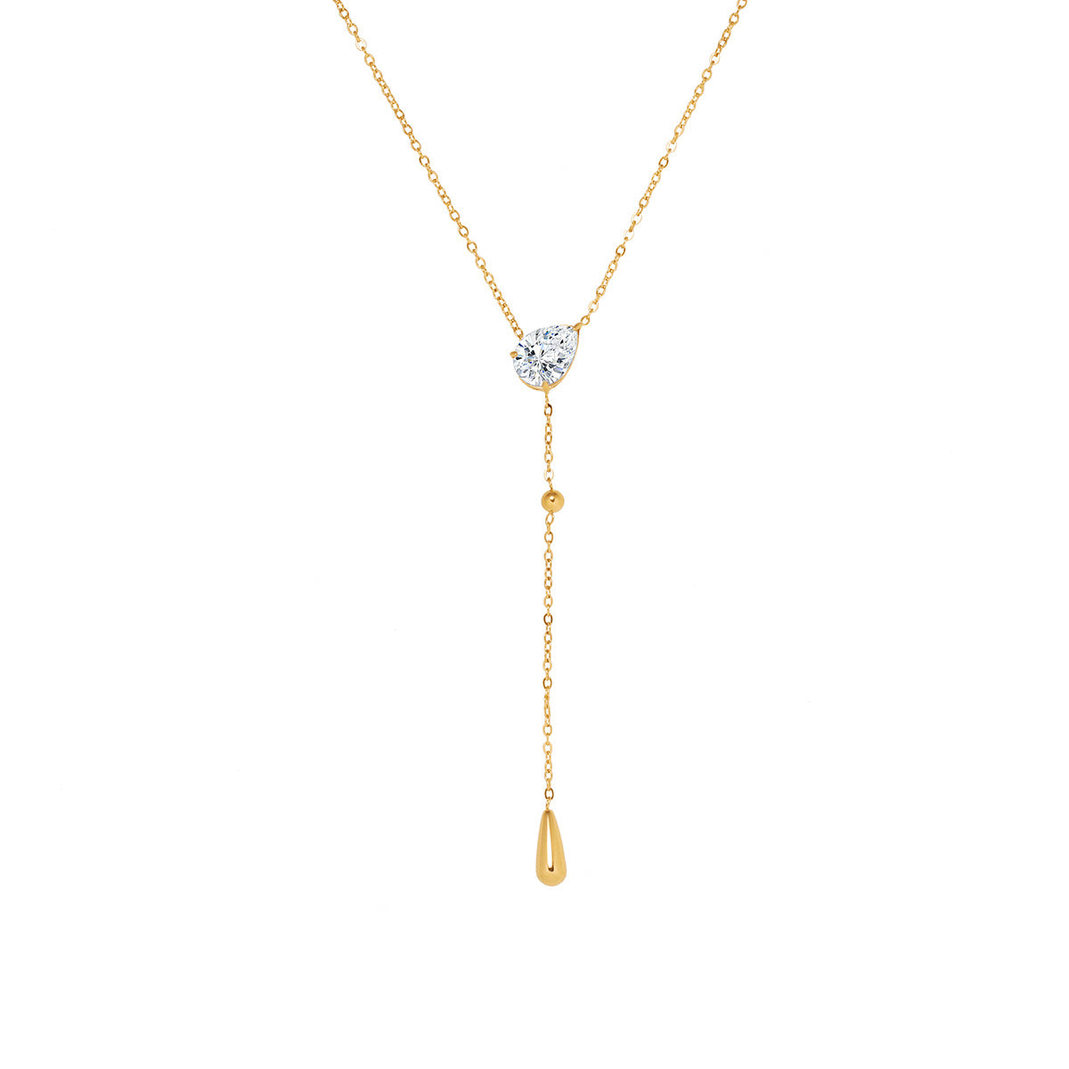 Dainty teardrop lariat necklace with sparkling pavé – photo 6