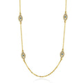Dainty evil eye station necklace with three blue eye charms – photo 5