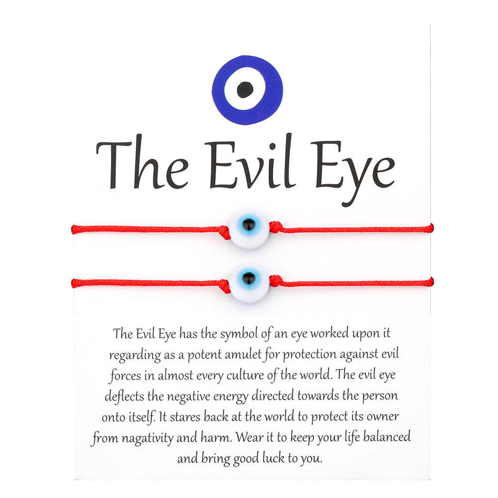 Evil eye string bracelet with blue glass bead on a woven cord – photo 2