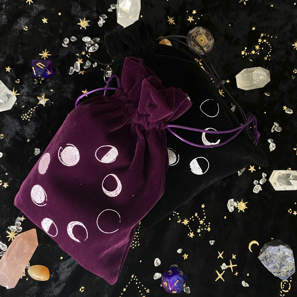 Purple moon phase velvet tarot bag – photo 3