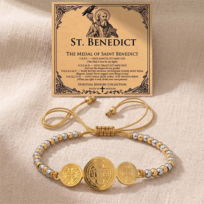 St. Benedict medal bracelet with meaning card