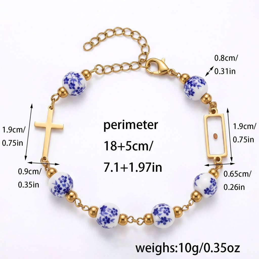 Mustard seed cross bracelet with ceramic beads – photo 6