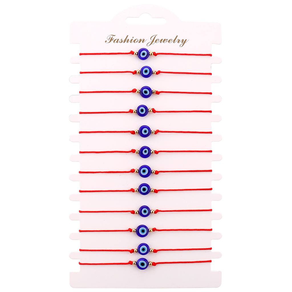 Evil eye string bracelet with blue glass bead on a woven cord – photo 13