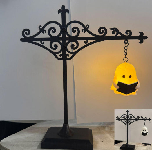 Mini black lantern lamp hanging from a scroll stand – photo 3