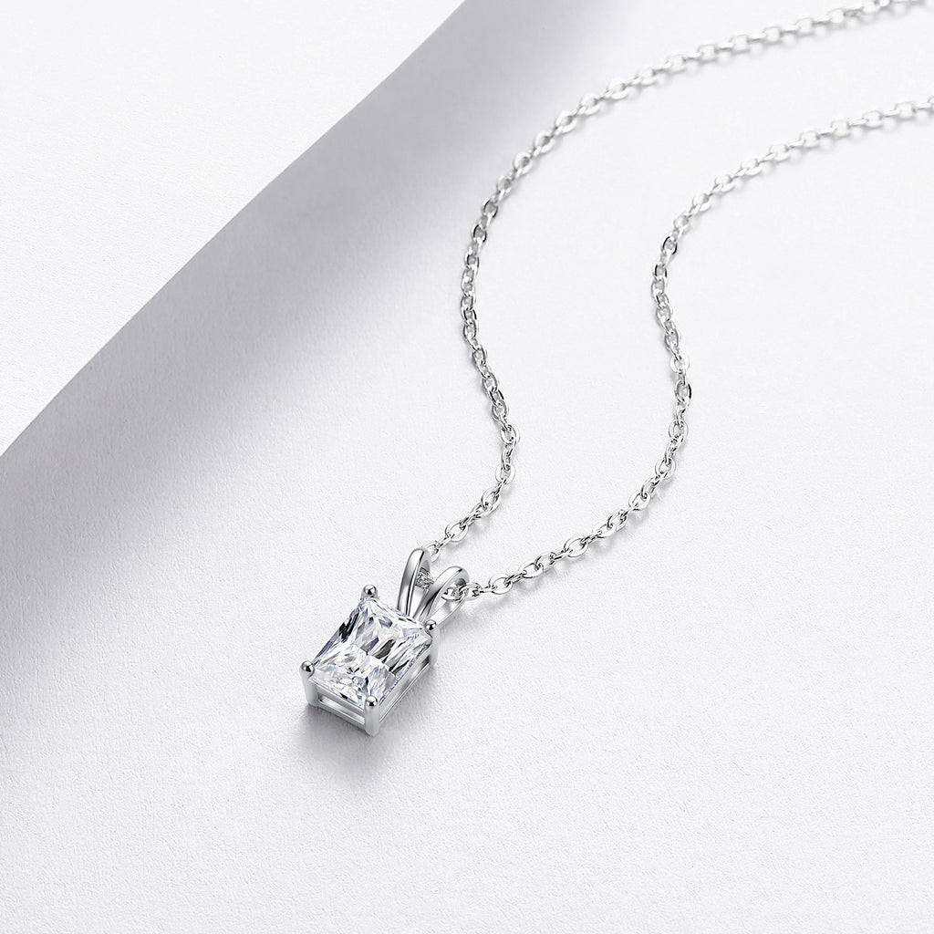Radiant cut solitaire pendant necklace