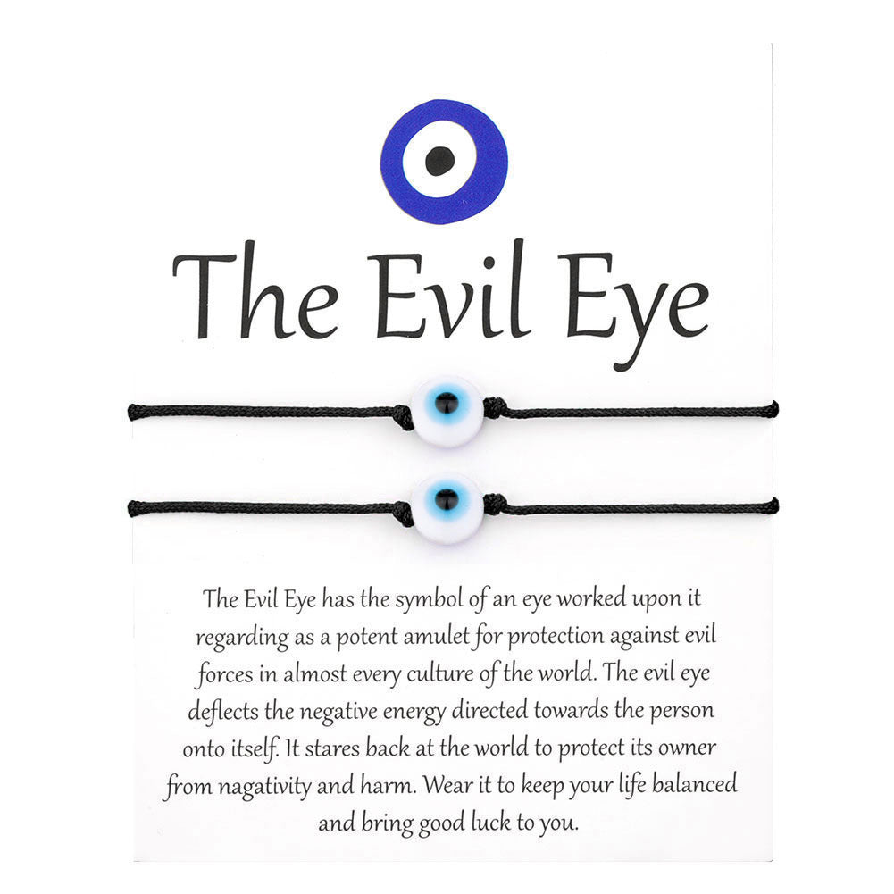 Evil eye string bracelet with blue glass bead on a woven cord – photo 10