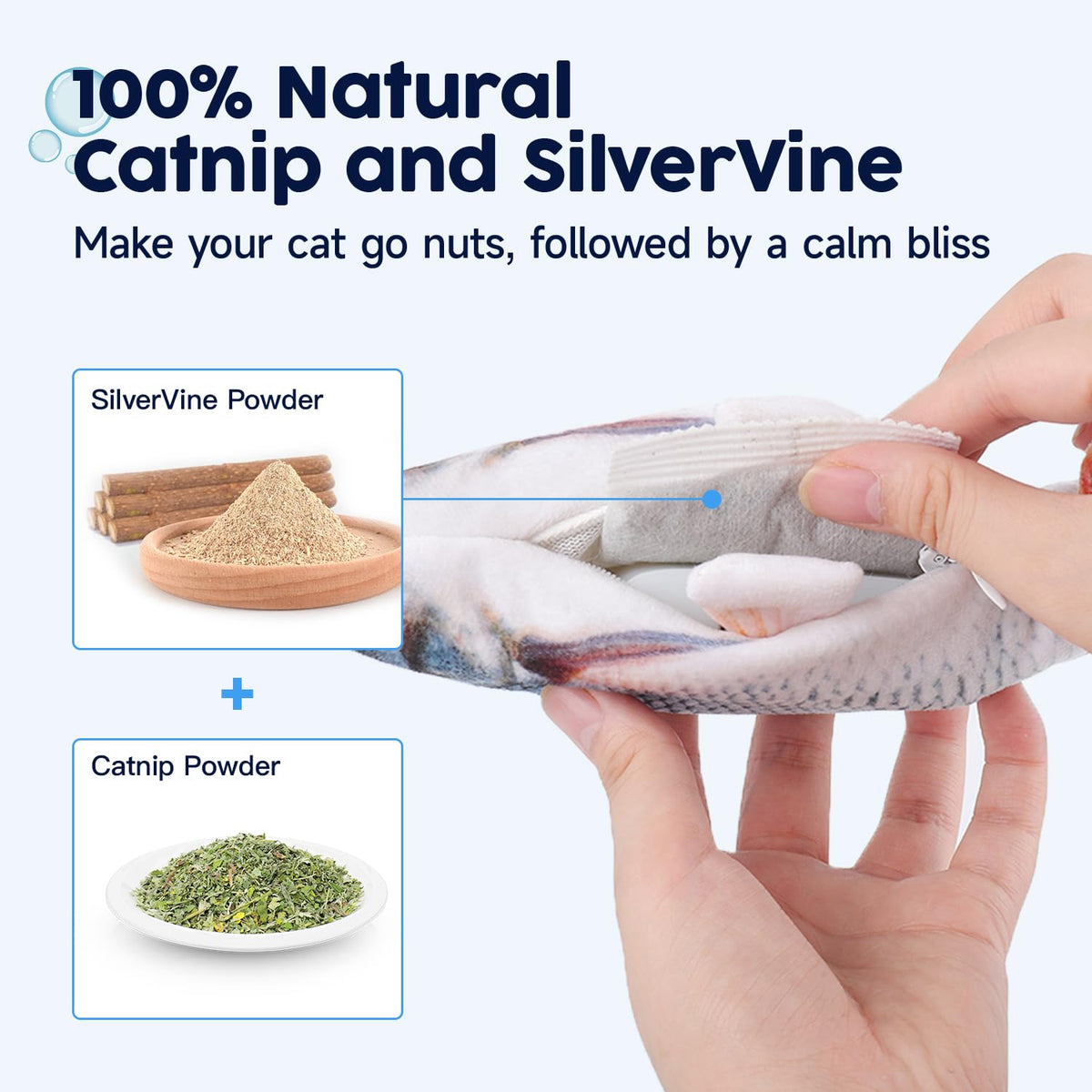 Flopping fish cat toy with USB cable and catnip – photo 2