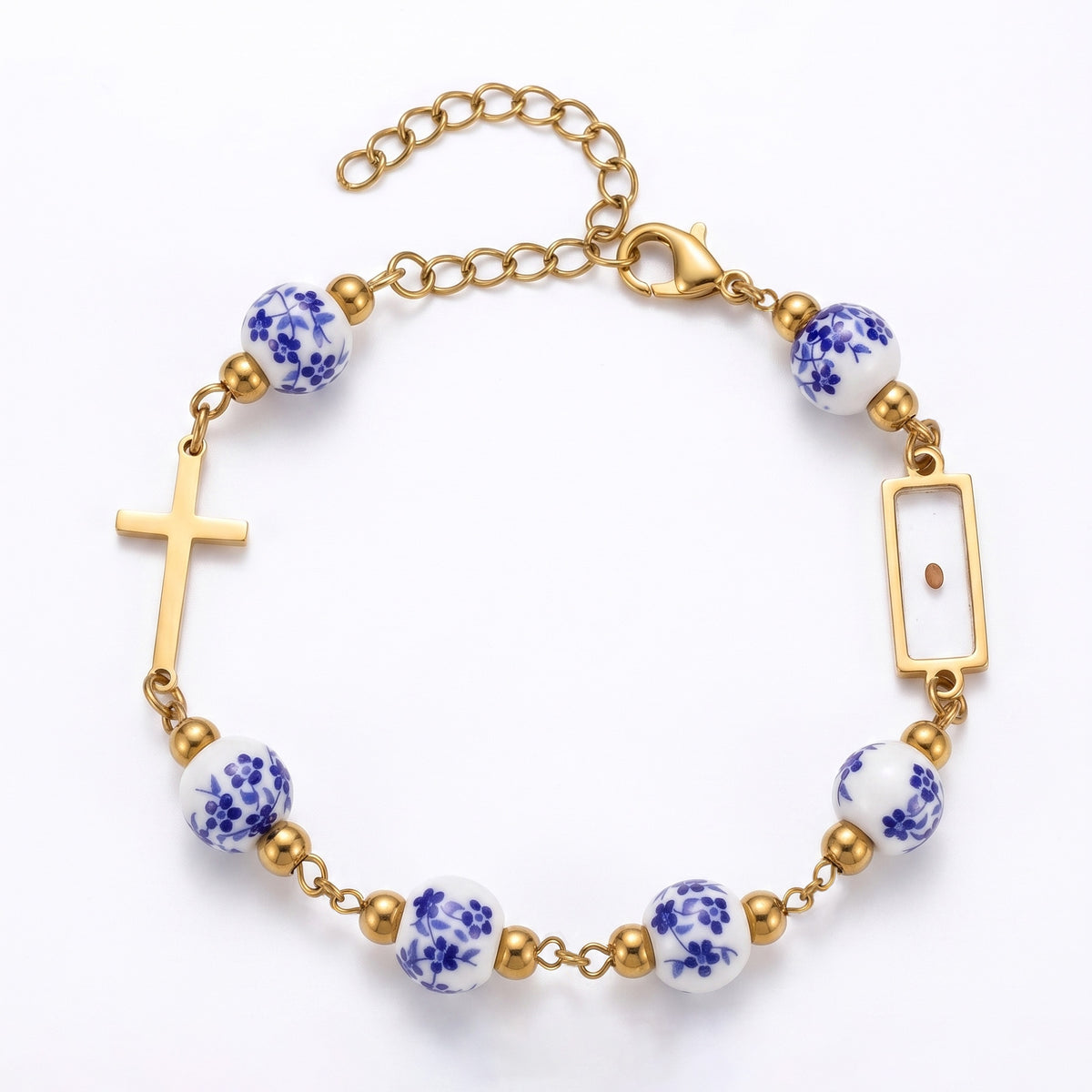 Mustard seed cross bracelet with ceramic beads – photo 4
