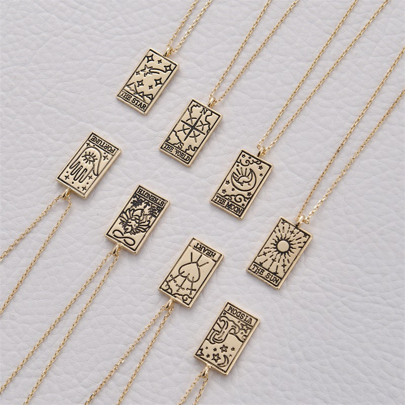 Vintage gold-tone tarot charm necklace