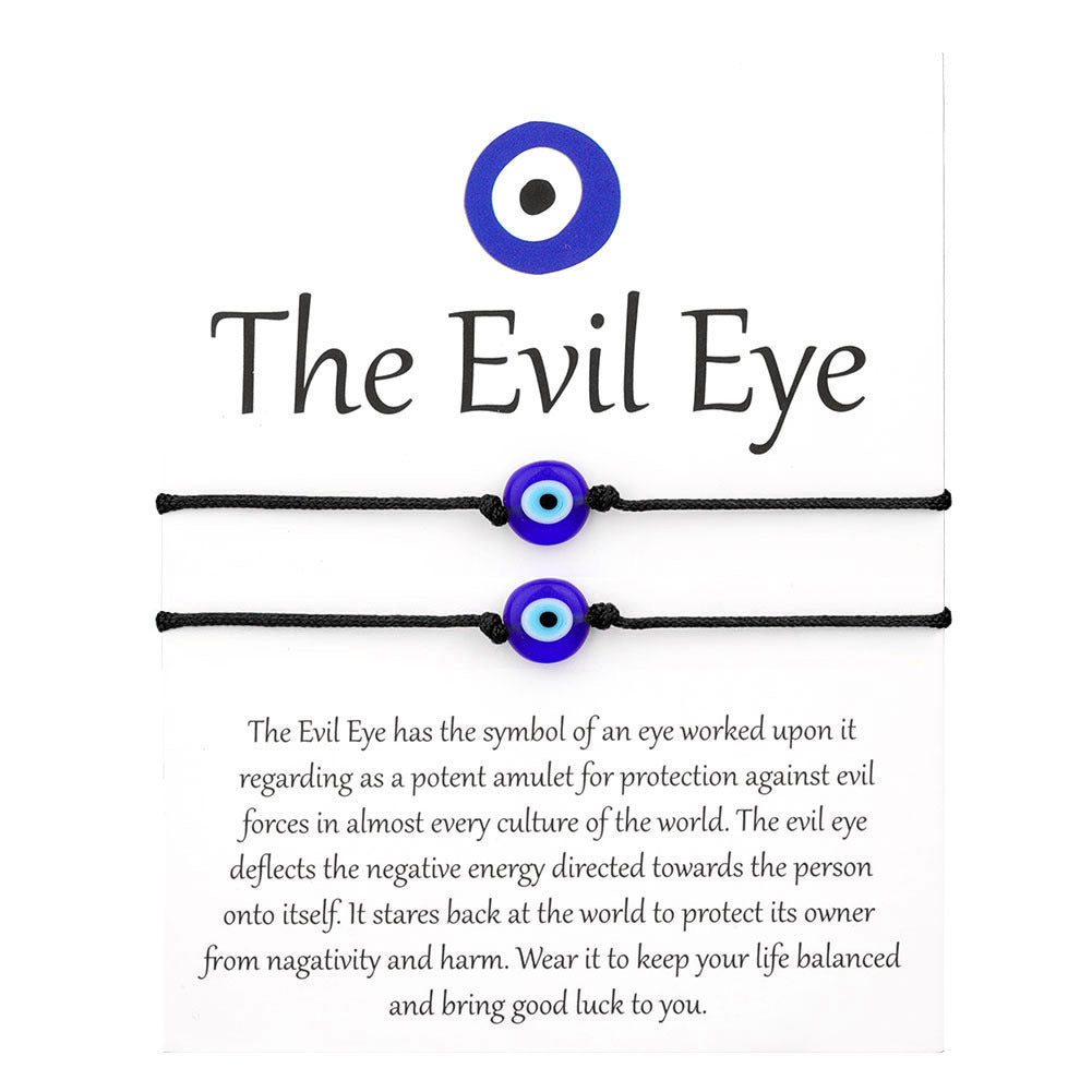 Evil eye string bracelet with blue glass bead on a woven cord – photo 11