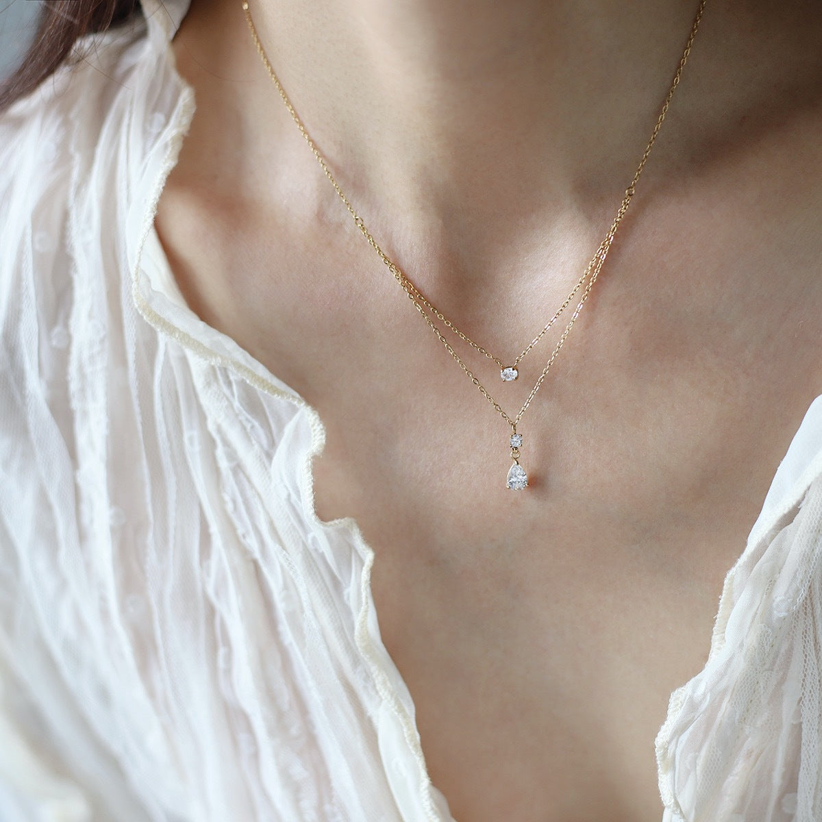 Gold-tone layered teardrop necklace – photo 4