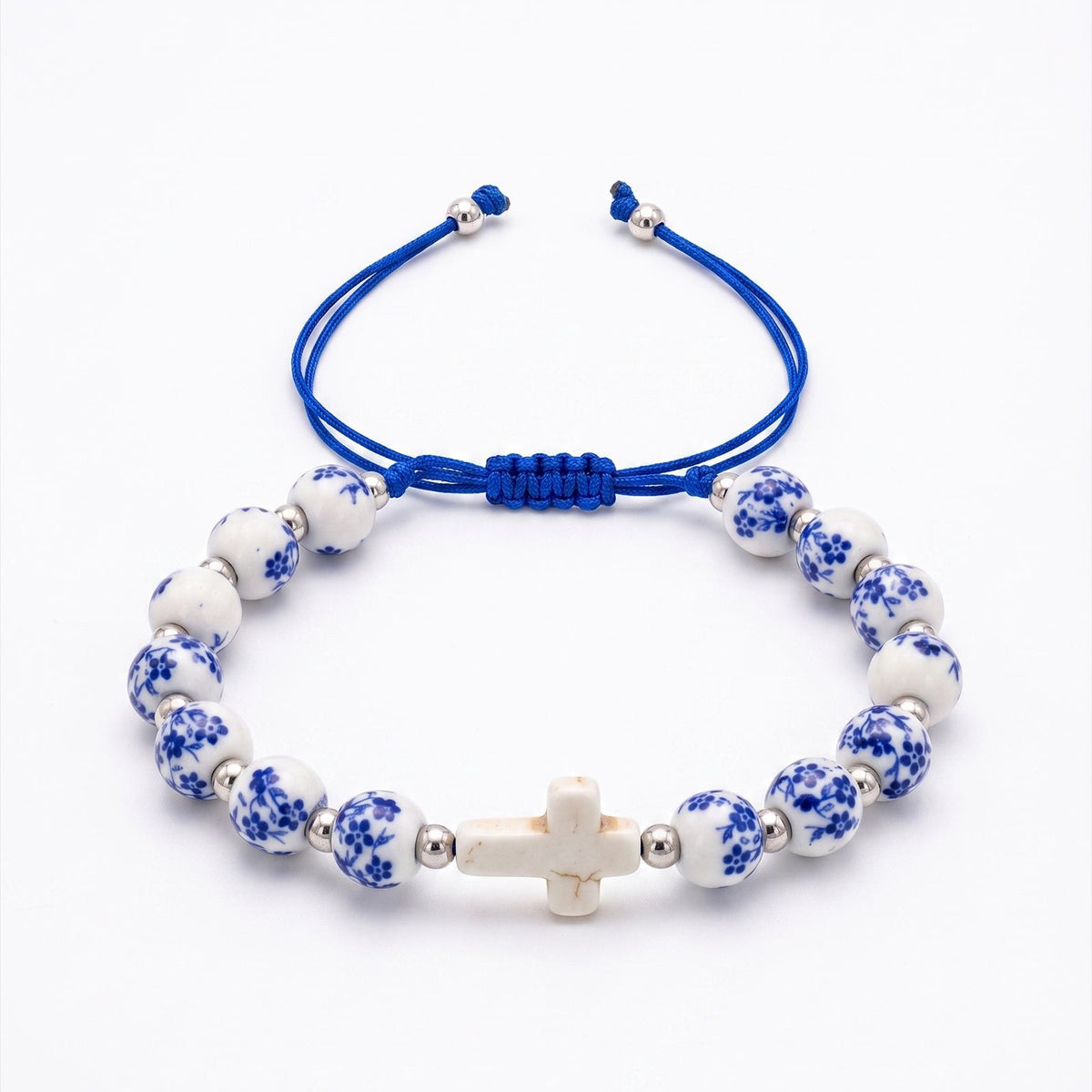 Porcelain bead cross bracelet with scripture card – photo 3