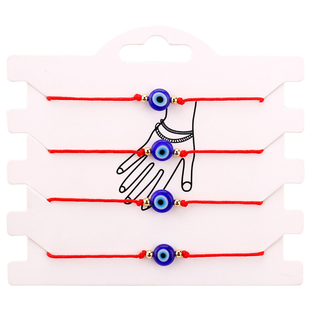 Evil eye string bracelet with blue glass bead on a woven cord – photo 17
