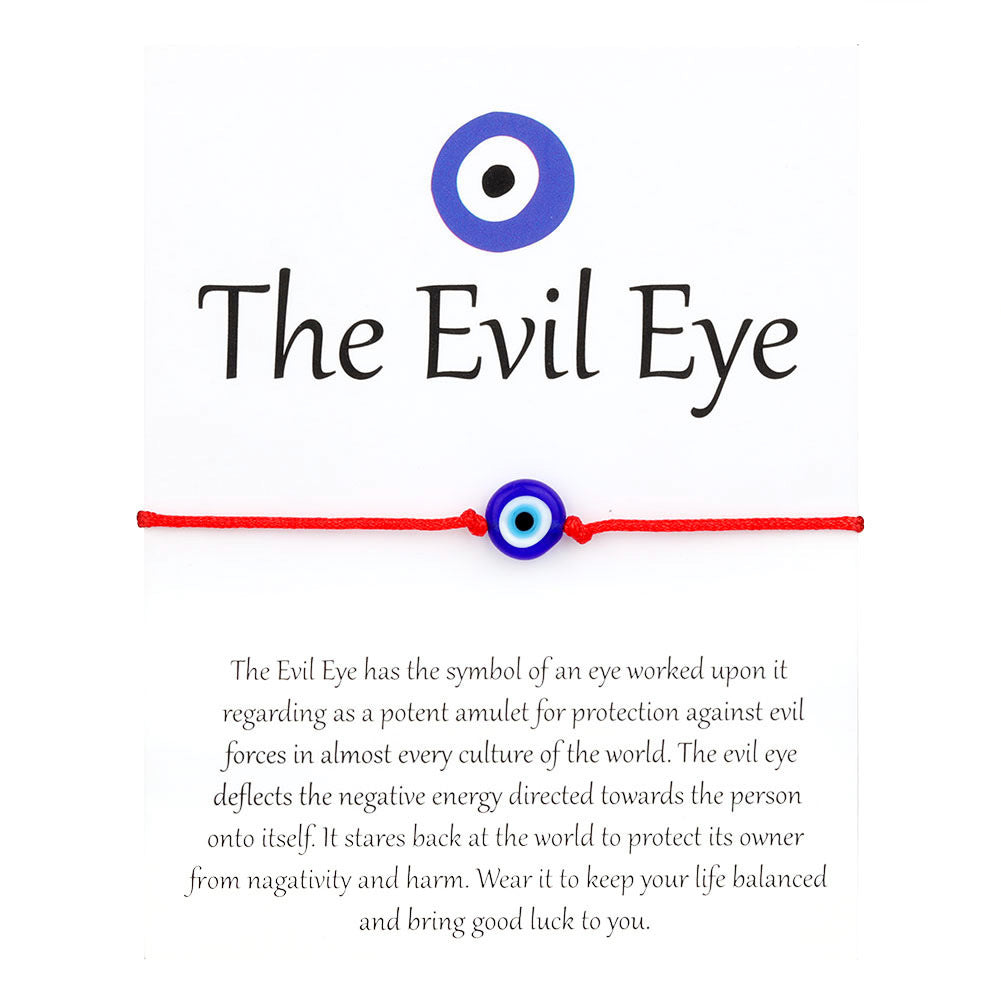 Evil eye string bracelet with blue glass bead on a woven cord – photo 9