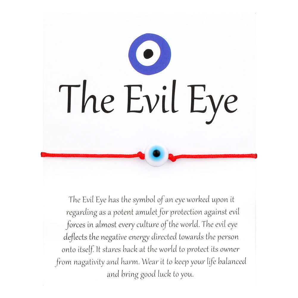 Evil eye string bracelet with blue glass bead on a woven cord – photo 5