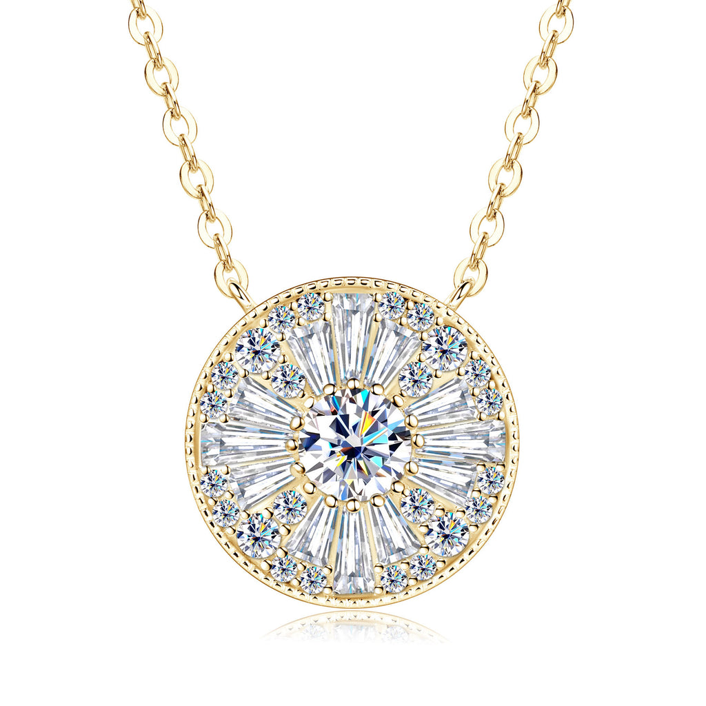 Round halo medallion necklace with sparkling stones – photo 9