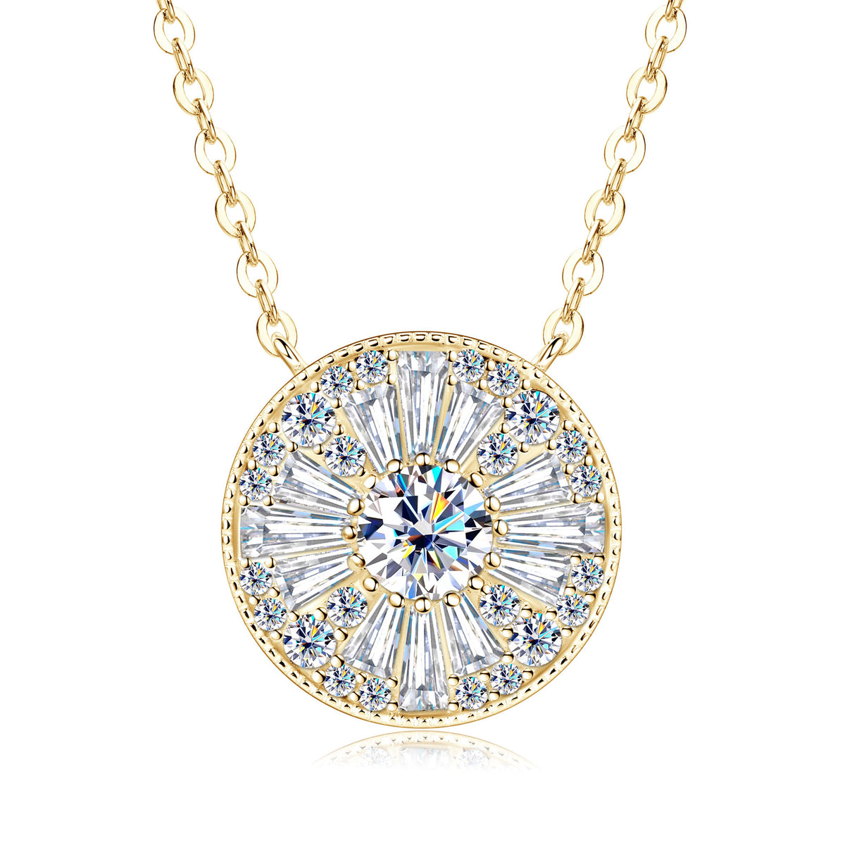 Round halo medallion necklace with sparkling stones – photo 9