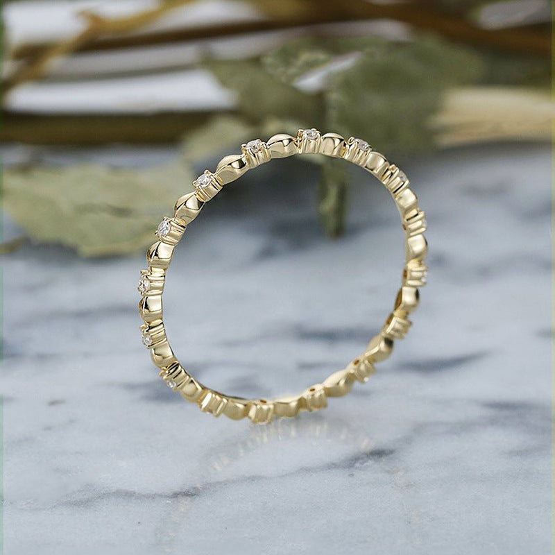 Dainty gold-tone beaded stacking ring – photo 3