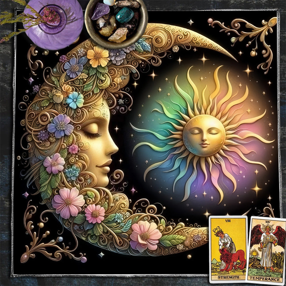 Celestial sun and moon tarot tablecloth