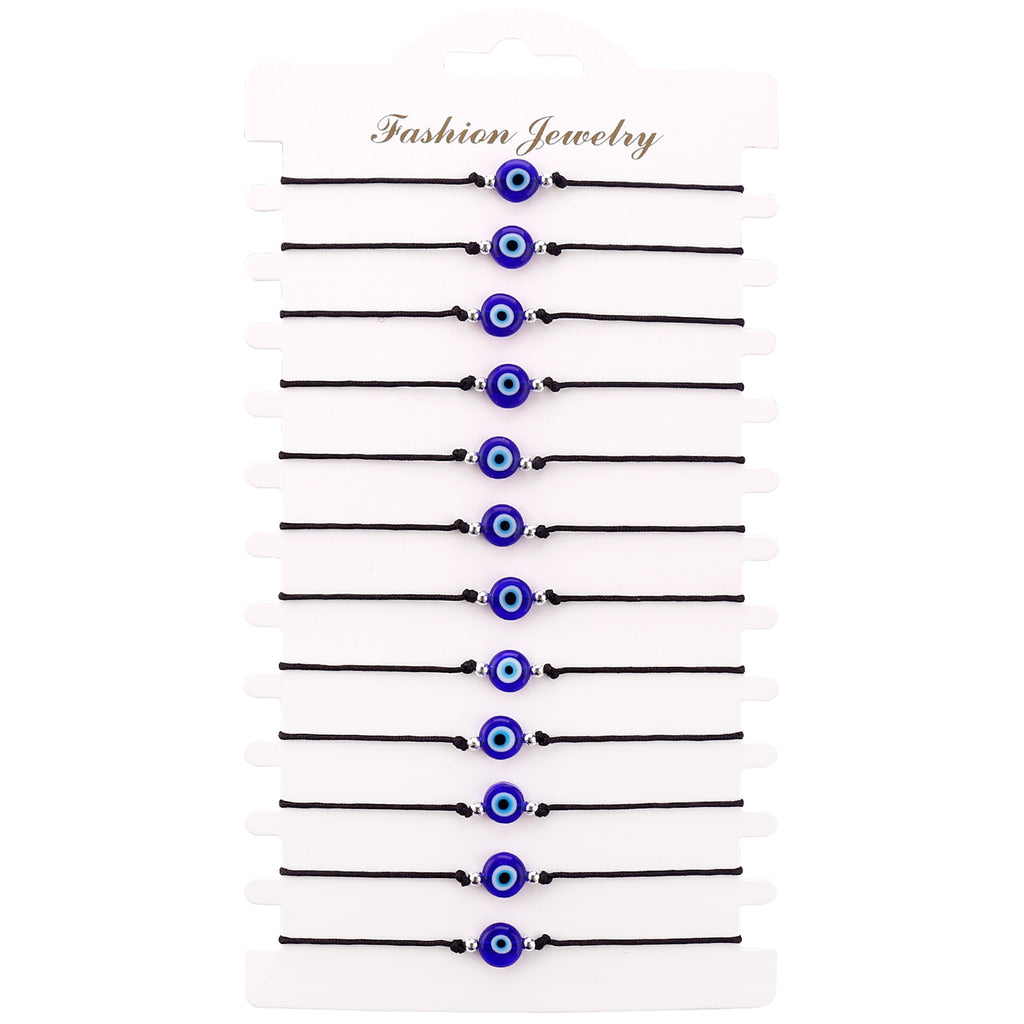 Evil eye string bracelet with blue glass bead on a woven cord – photo 12