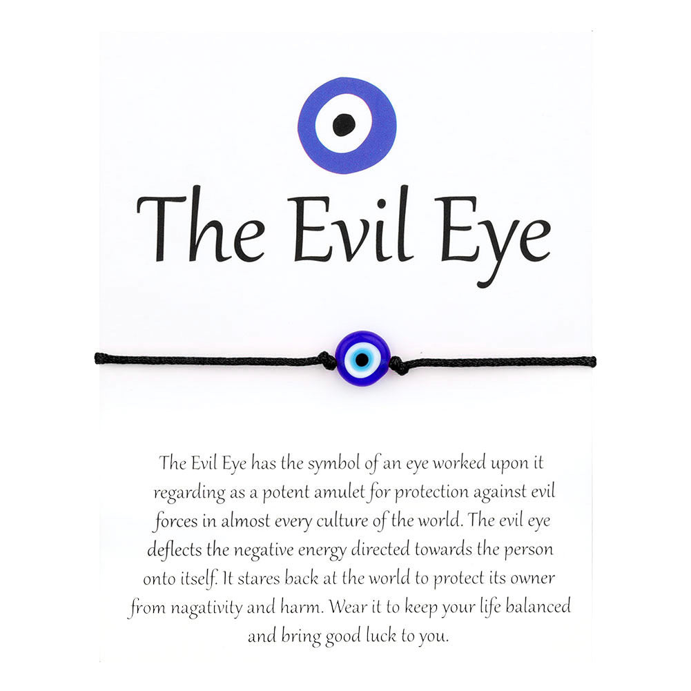 Evil eye string bracelet with blue glass bead on a woven cord – photo 4