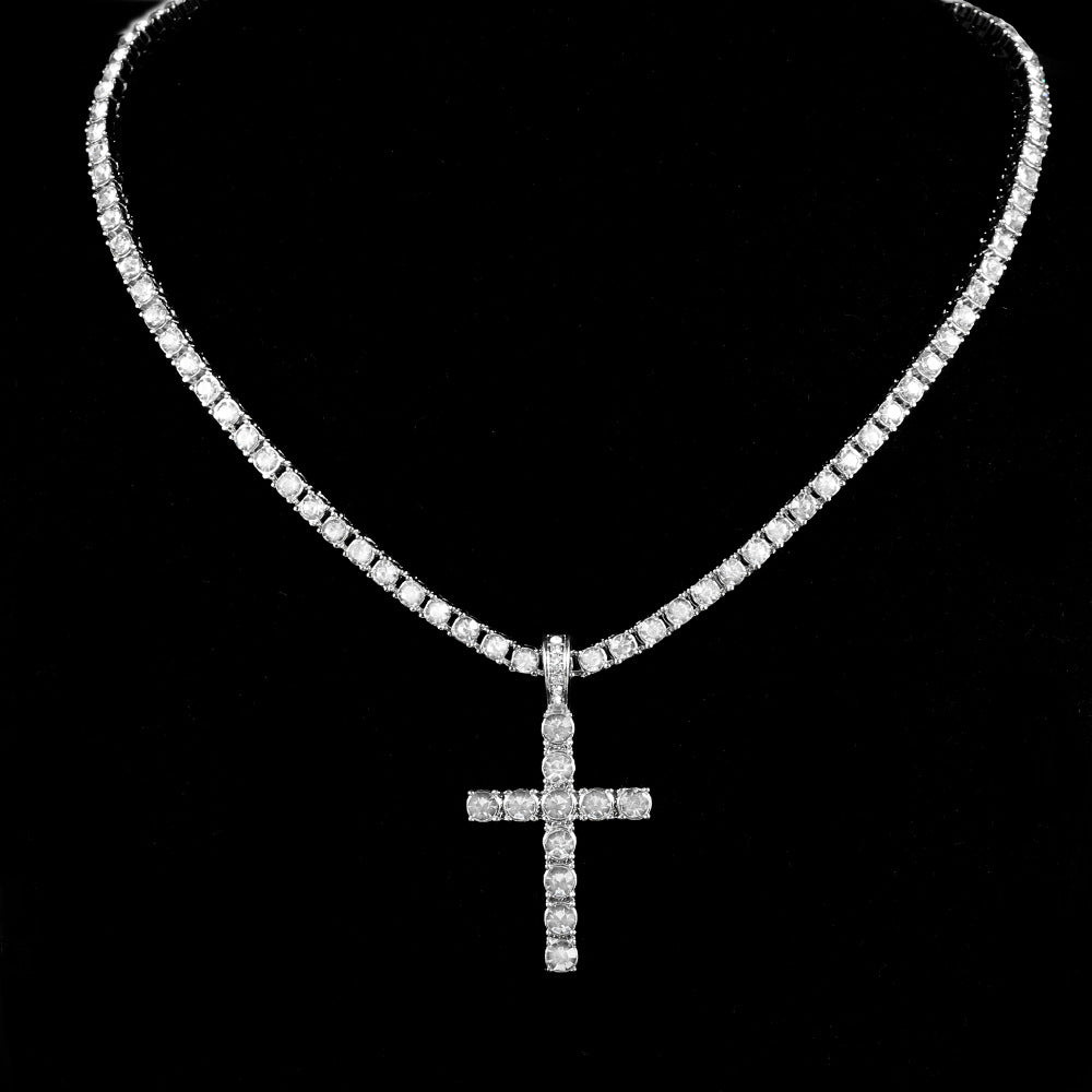 Cross pendant on a sparkling tennis chain