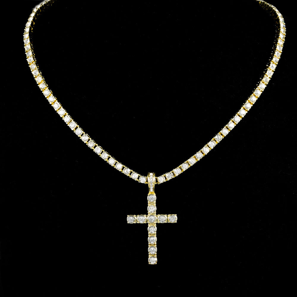 Cross pendant on a sparkling tennis chain – photo 2