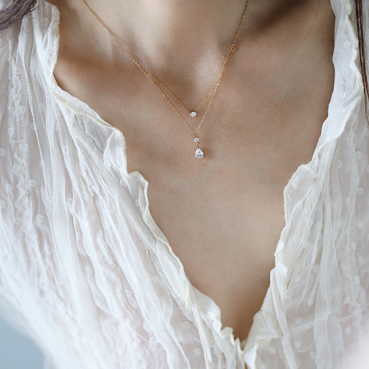 Gold-tone layered teardrop necklace – photo 3