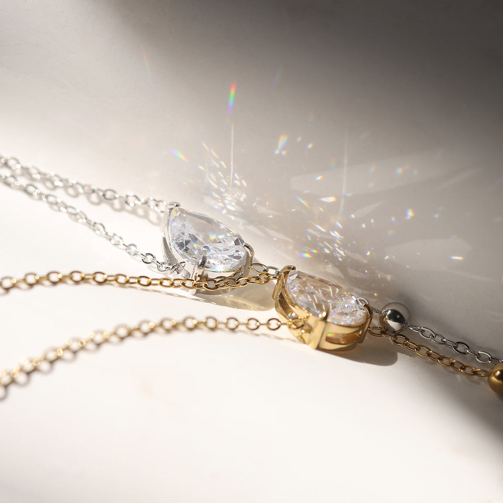 Dainty teardrop lariat necklace with sparkling pavé – photo 3